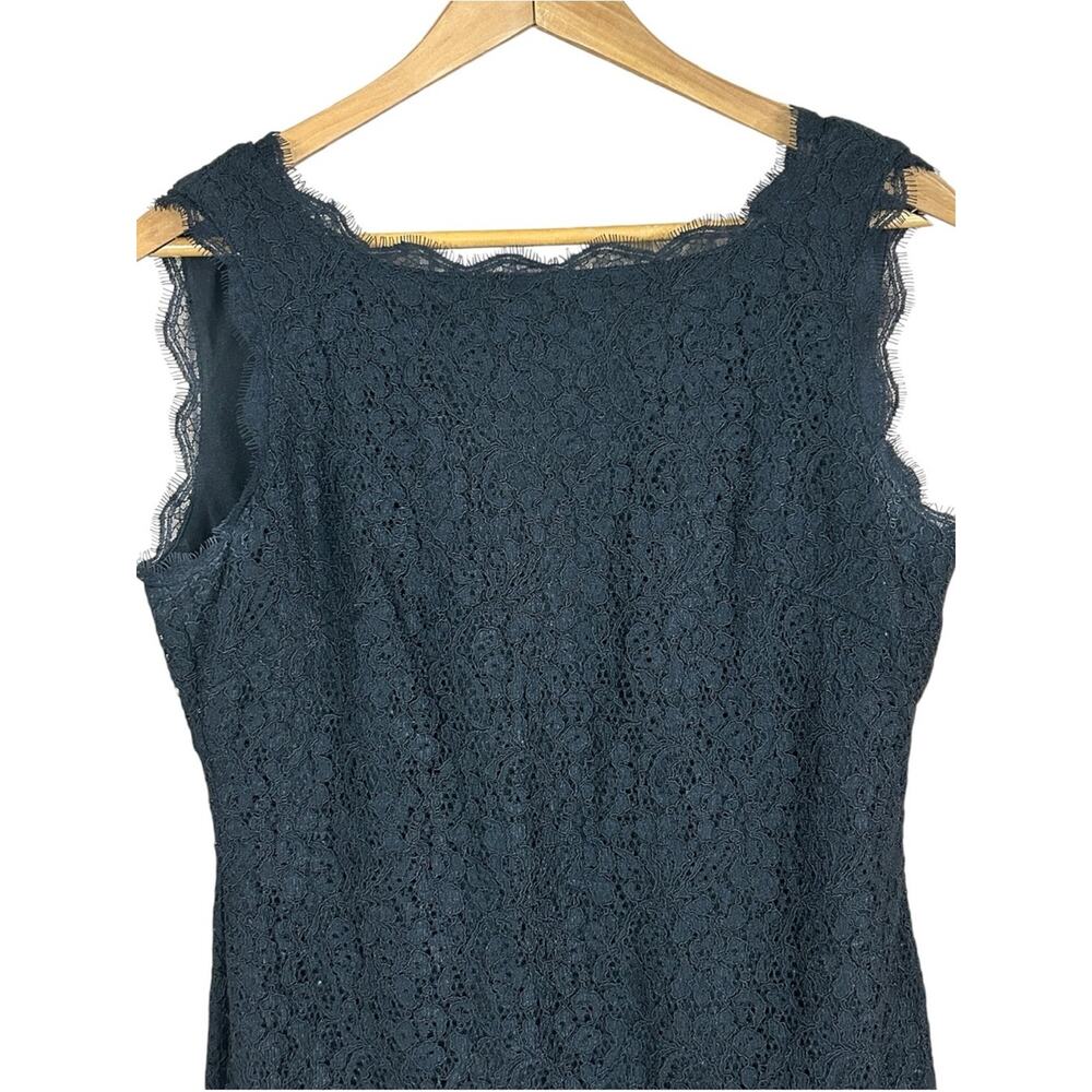 Adrianna Papell Boatneck Lace Sheath Little Black Dress Sleeveless WOMENS SZ 12 - Picture 3 of 7